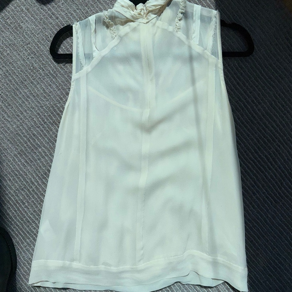 Nanette Lepore White Sleeveless Bib Collar Blouse - Picture 2 of 7